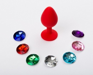 Красная малая силиконовая пробка с 7 сменными кристаллами - 7,1 см.