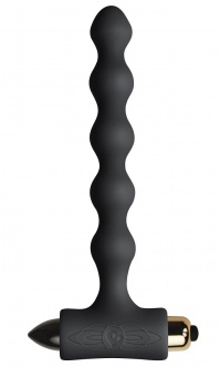 Чёрная анальная цепочка с вибрацией PETITE SENSATIONS PEARLS BLACK - 16,9 см.