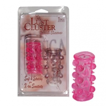 Эластичная розовая насадка с шипами и шишечками JELLY JOY LUST CLUSTER PINK