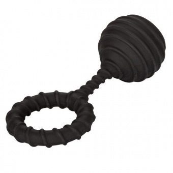 Черное эрекционное кольцо с утяжелителем Weighted Ring Large