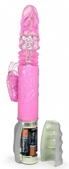 Розовый вибромассажер Butterfly Stroker - 29,8 см.