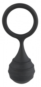 Черное силиконовое кольцо Cock ring & weight с утяжелением