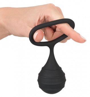 Черное силиконовое кольцо Cock ring & weight с утяжелением