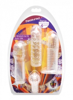 Набор из 4 насадок на член Pleasured Penis Enhancement Sleeve 4 Pack