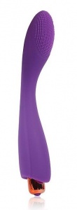 Фиолетовый фантазийный силиконовый вибромассажер - 19,5 см.