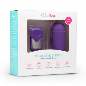 Фиолетовое виброяйцо Easytoys Vibration Egg с пультом ДУ