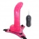 Розовый страпон 10 Function Vibration 8" Harness Curved Dong - 20,5 см.