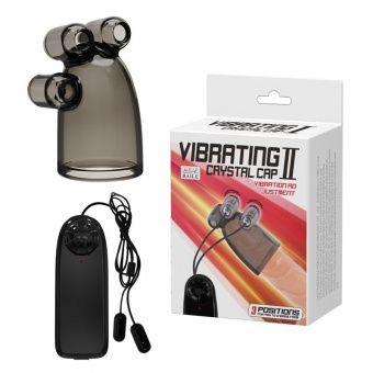 Дымчатая насадка-мастурбатор с вибрацией Vibrating Crystal Cap II