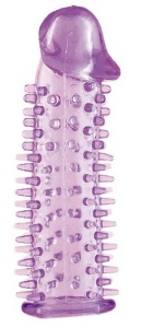 Фиолетовая насадка на половой член с закрытой головкой и шипами - 12,5 см.